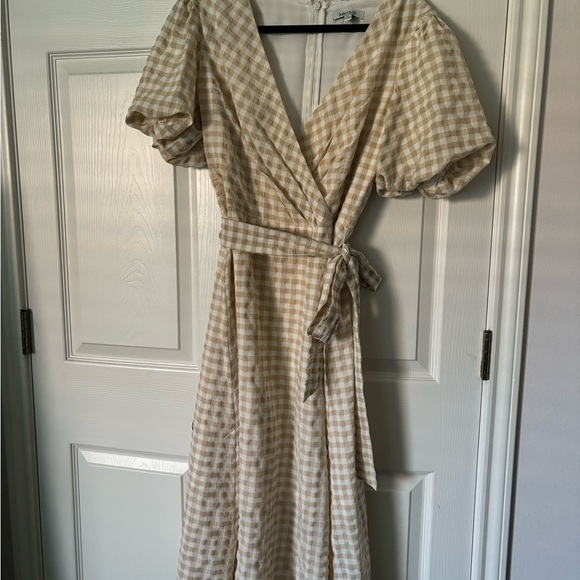 Kensie Womens Midi Dress Beige Sz 12 - Picture 8 of 14